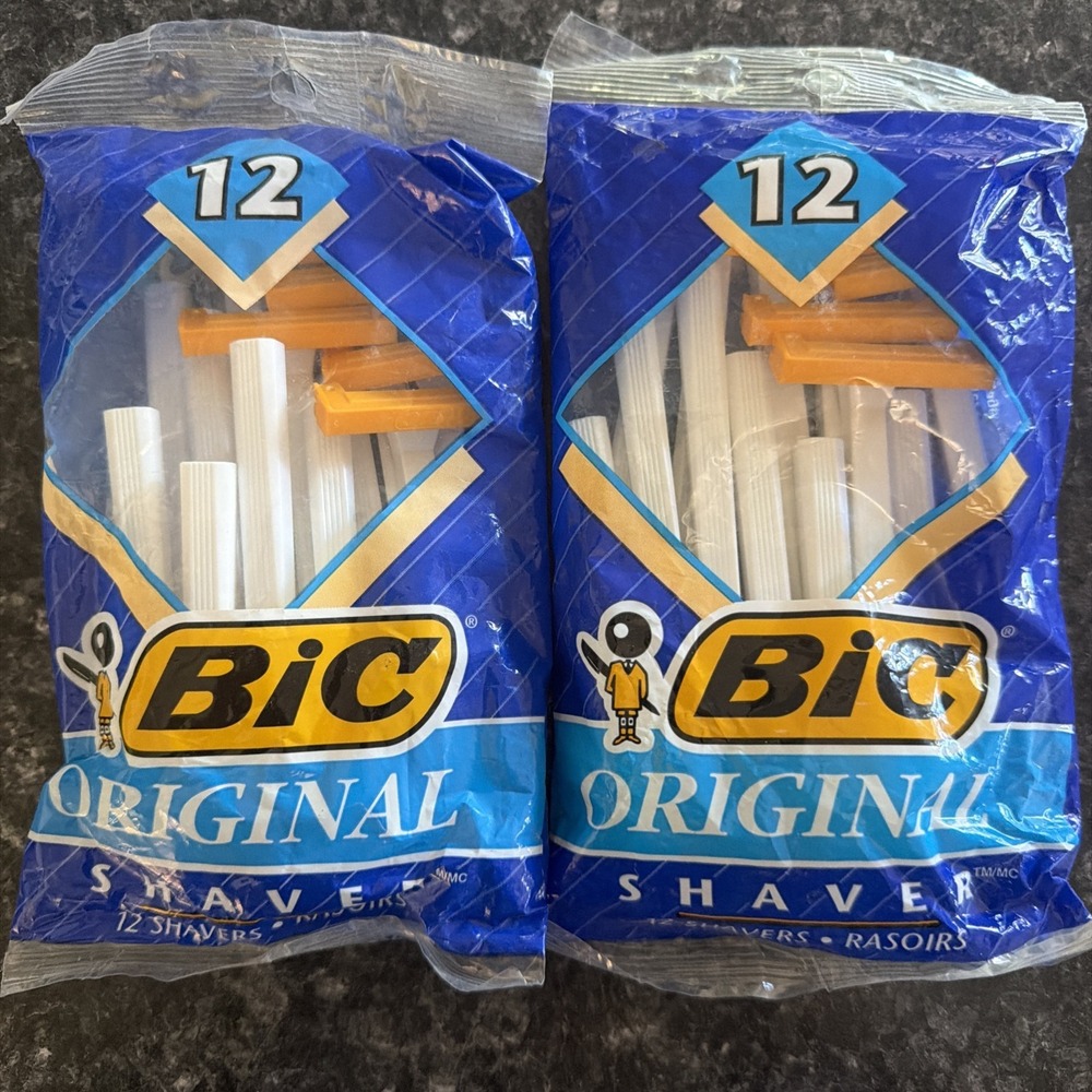 2 Packs Bic 1999 Vintage Original Shaver 12 Disposable Razors‎ in Each Pack New
